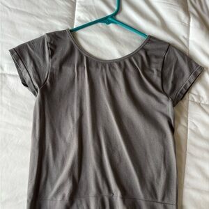 Gray FREE PEOPLE Stretchy Baby Tee
